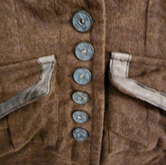 NWT Da-Nang Choc Brn Surplus Vntg Lthr Trim Blazer -SZ XS - Picture 2 of 7